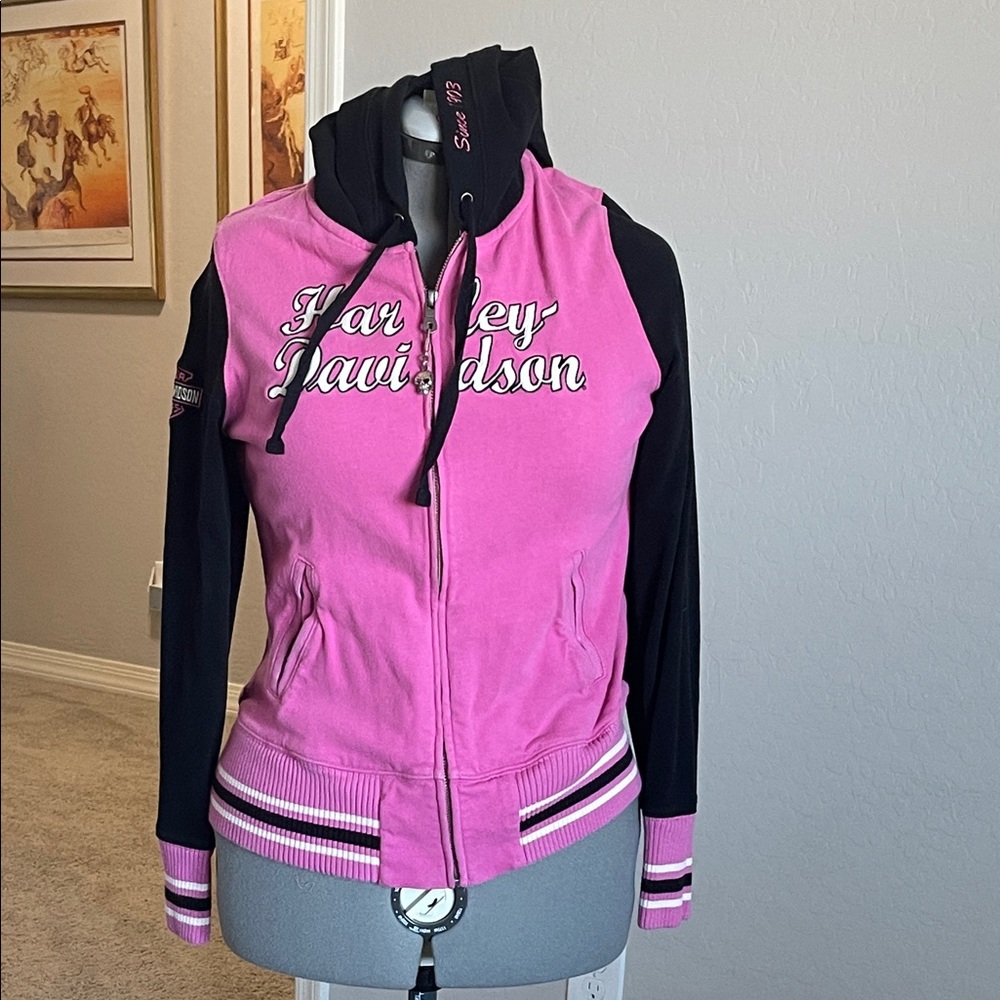 Harley-Davidson Women's Pink and Black Bomber Jacket